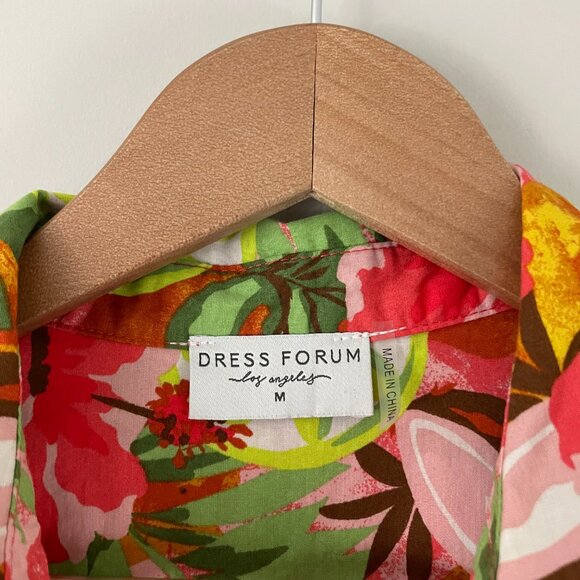 Dress Forum Tropical Fruit Button Front Belted Midi Dress Size Medium - Picture 3 of 7